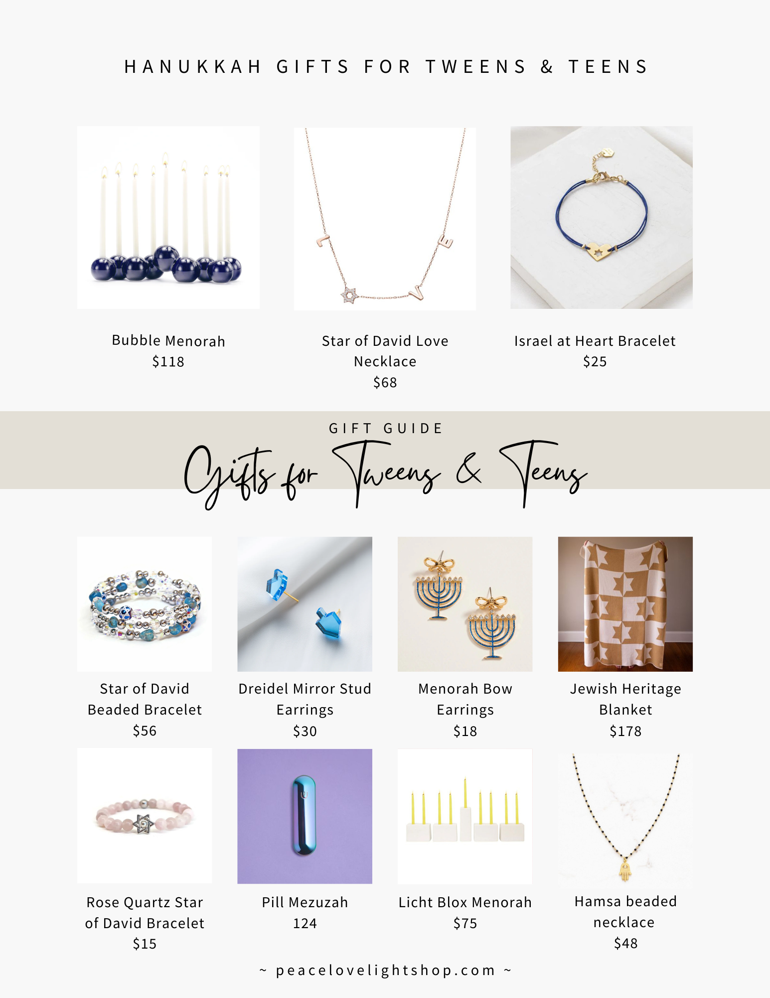 Hanukkah Gift Guide for Kids- Peace Love Light Shop