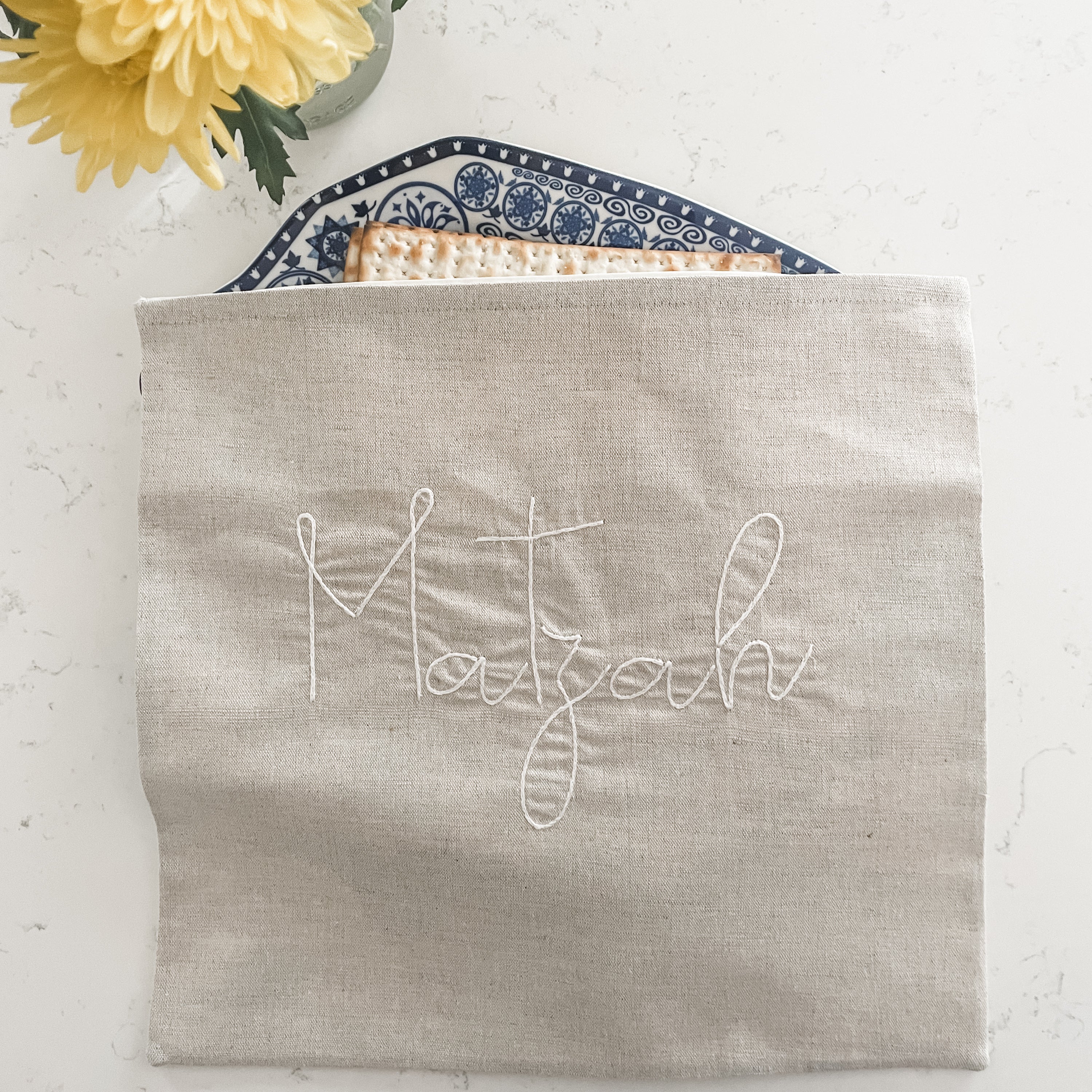 Matzah Cover, Natural Linen, Peace Love Light Shop