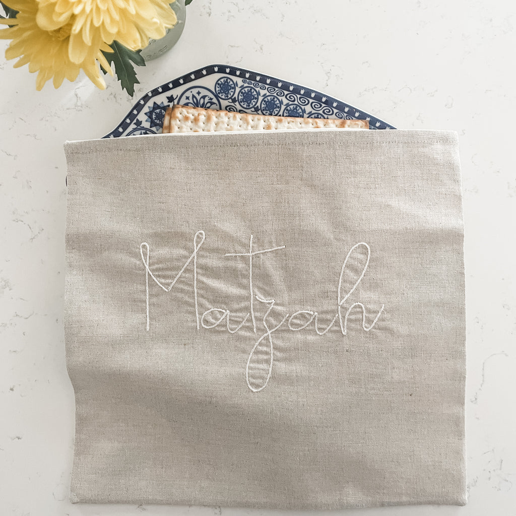 Matzah Cover, Natural Linen, Peace Love Light Shop