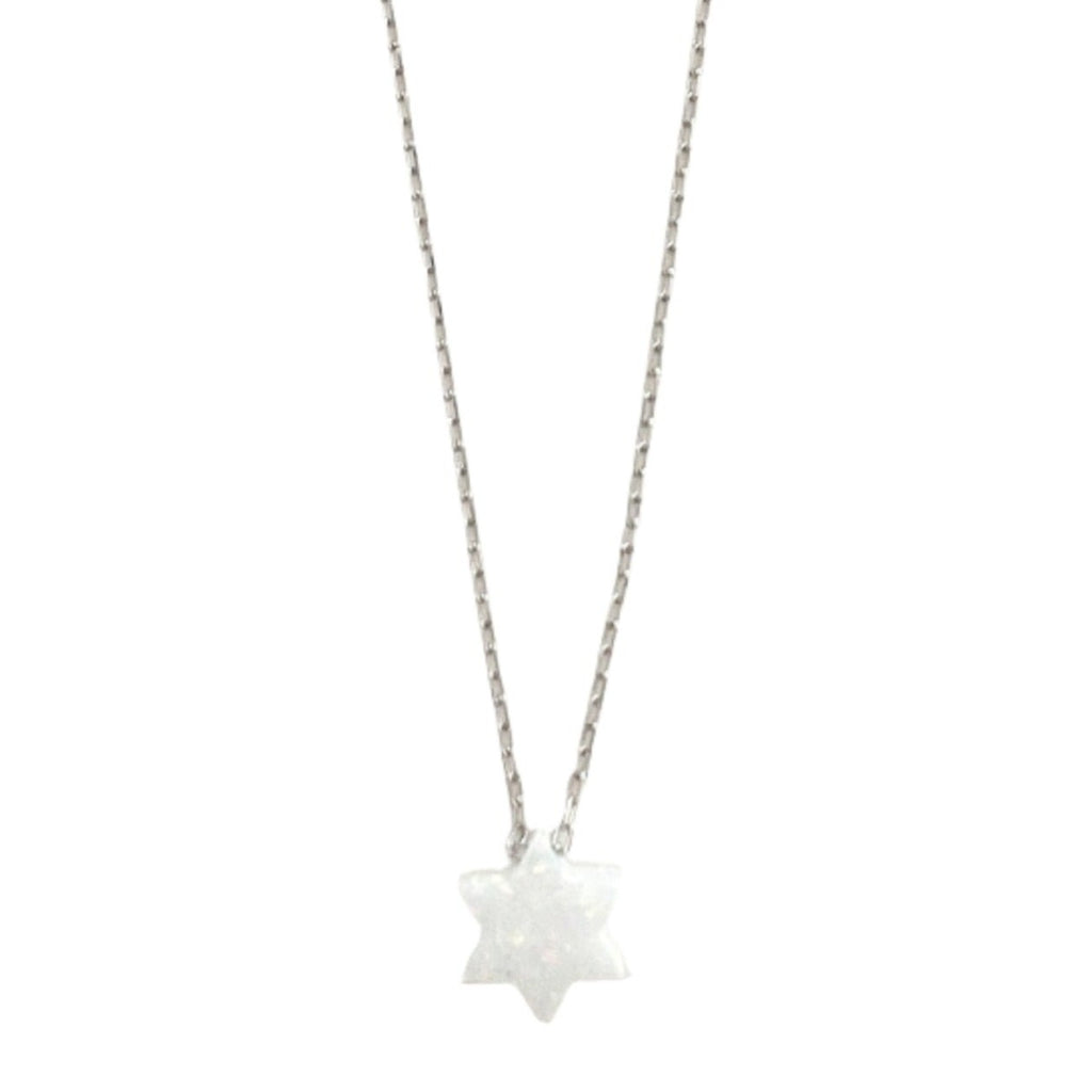 Tiny White Opal Jewish Star Necklace- Peace Love Light Shop