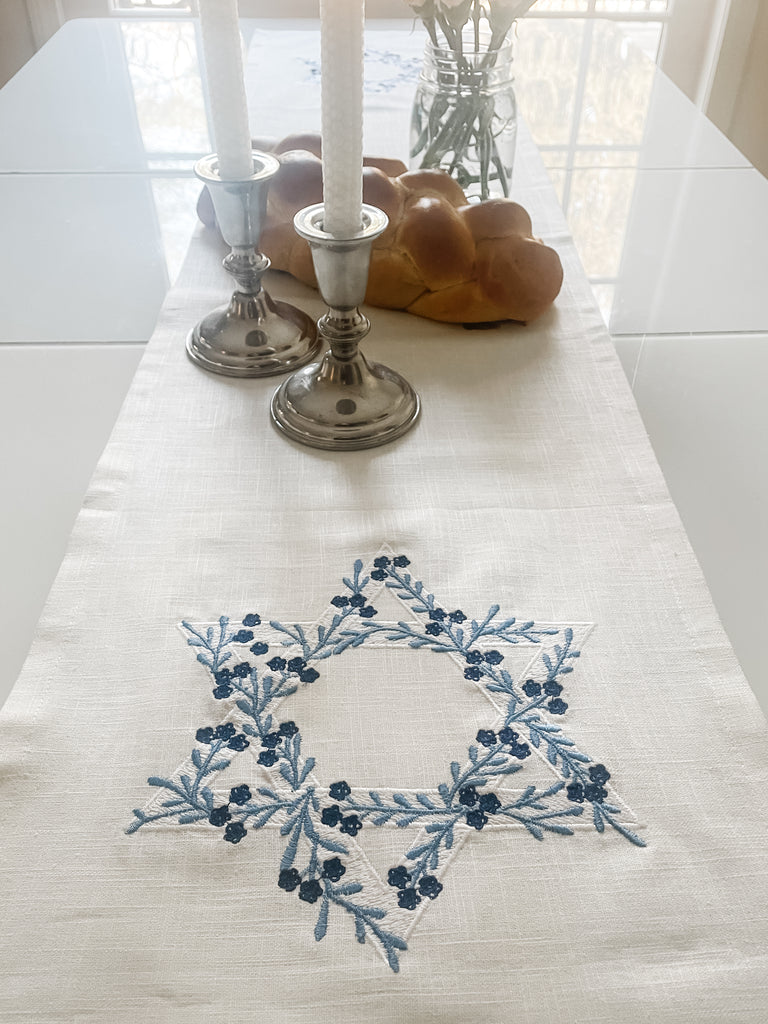 Star of David embroidered runner- Peace Love Light Shop