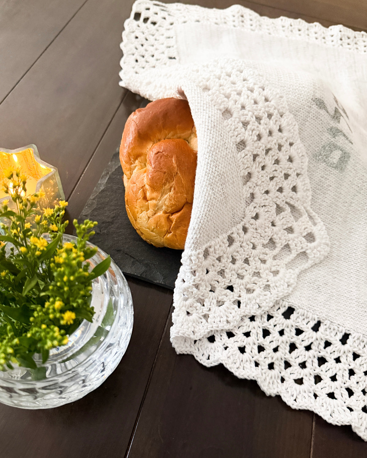 Cotton silk crochet challah cover- Peace Love Light Shop