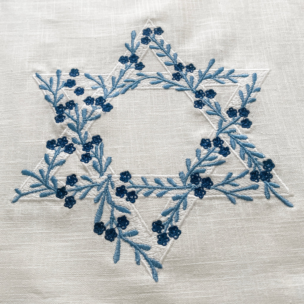 Star of David embroidered runner- Peace Love Light Shop