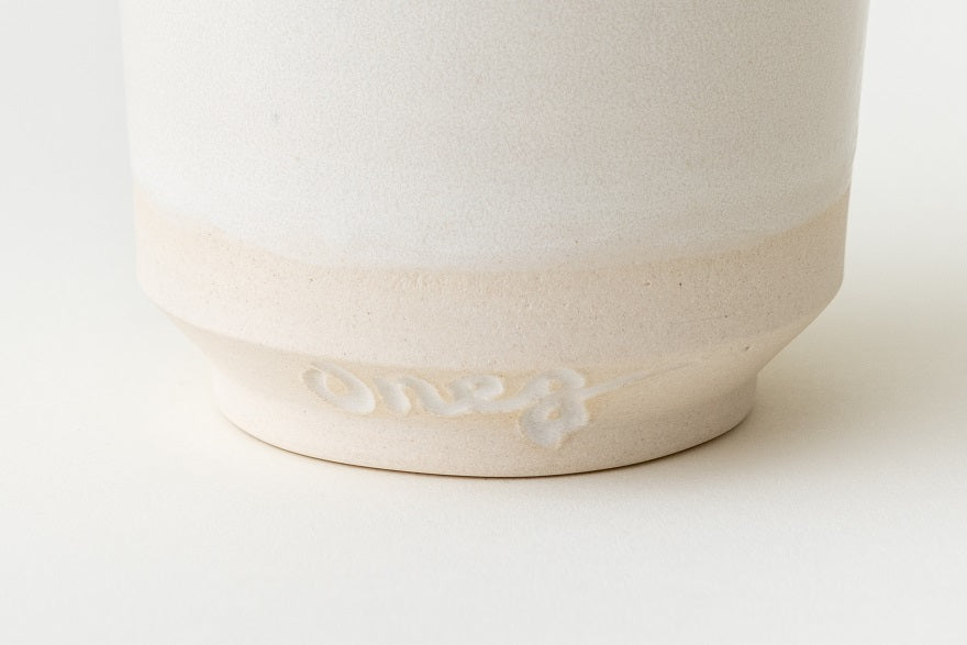 Ceramic Kiddush Cup- Cream Modern