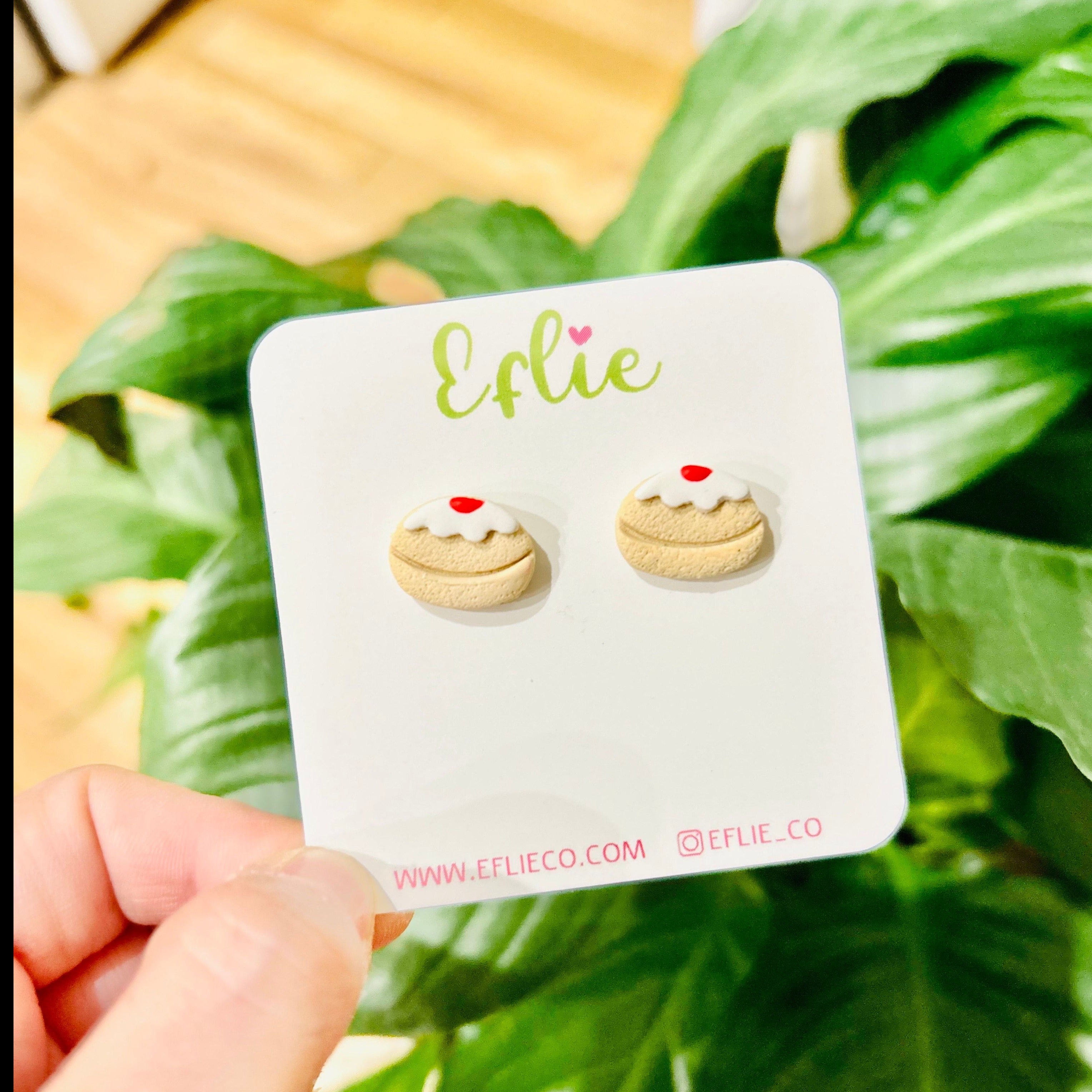 Sufganiyot Stud Earrings, Jelly Doughnut, Hanukkah Jewelry