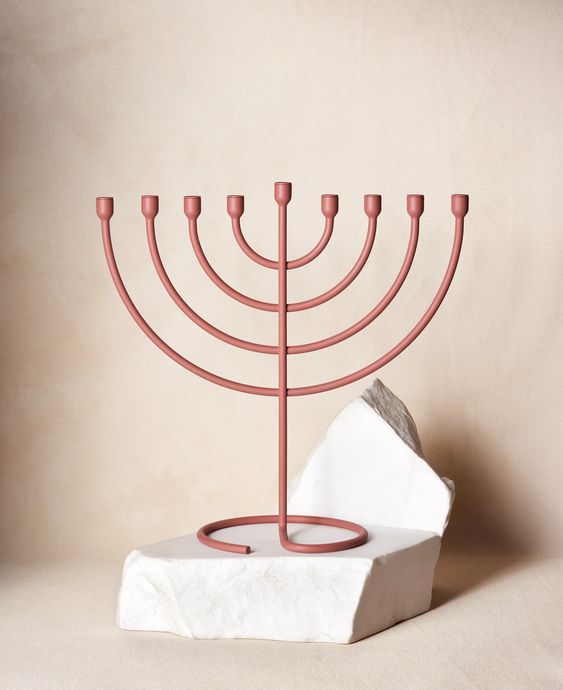 Trace Menorah, Clay, Modern- Peace Love Light Shop