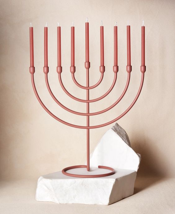 Trace Menorah, Clay, Modern- Peace Love Light Shop