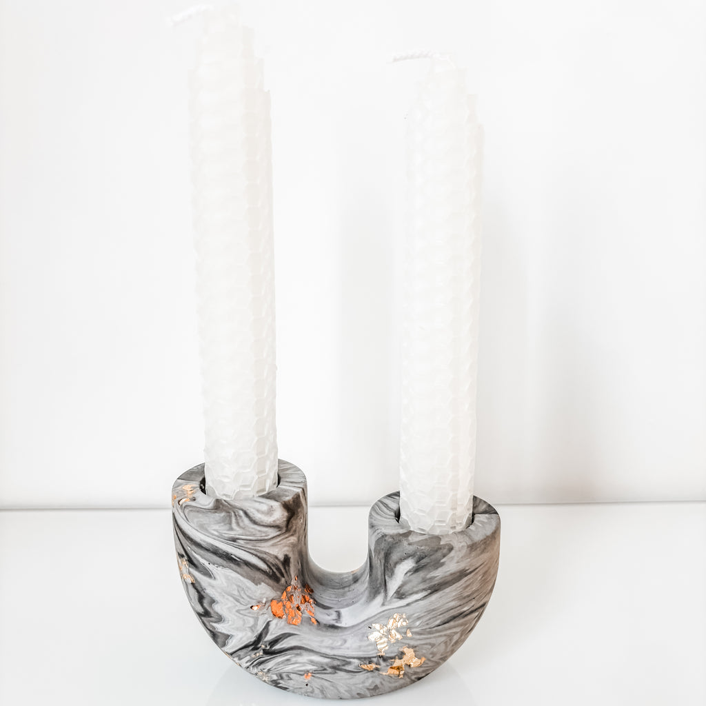 Modern u shape Shabbat candle holder- Peace Love Light Shop
