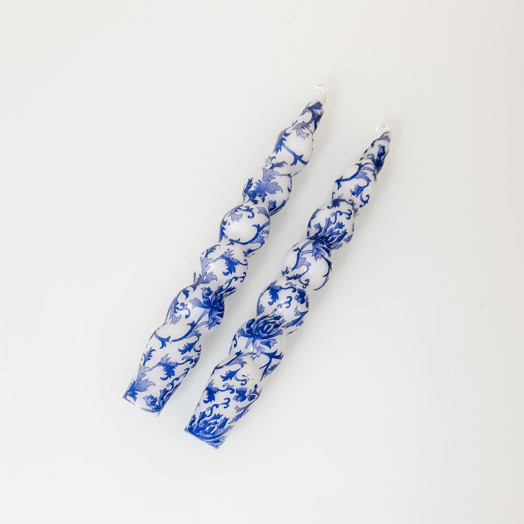 Blue printed candles- Peace Love Light Shop