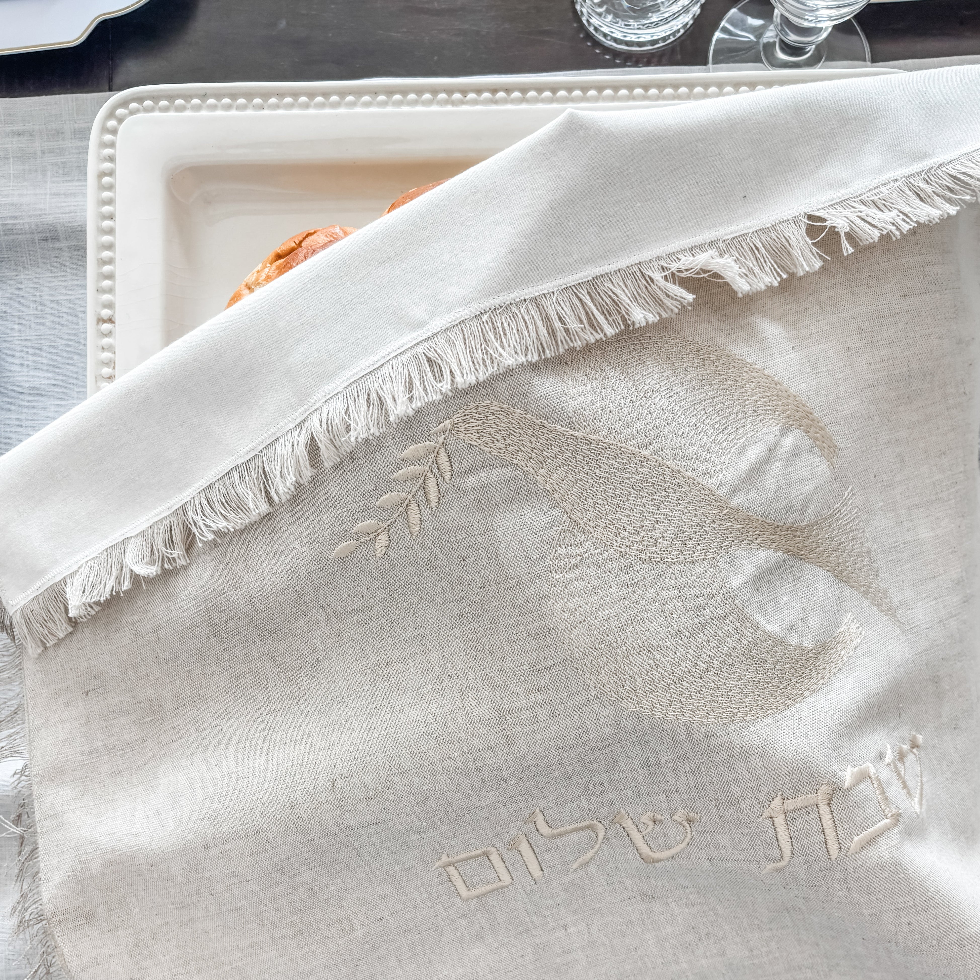 Challah Cover, Embroidered Dove- Peace Love Light Shop