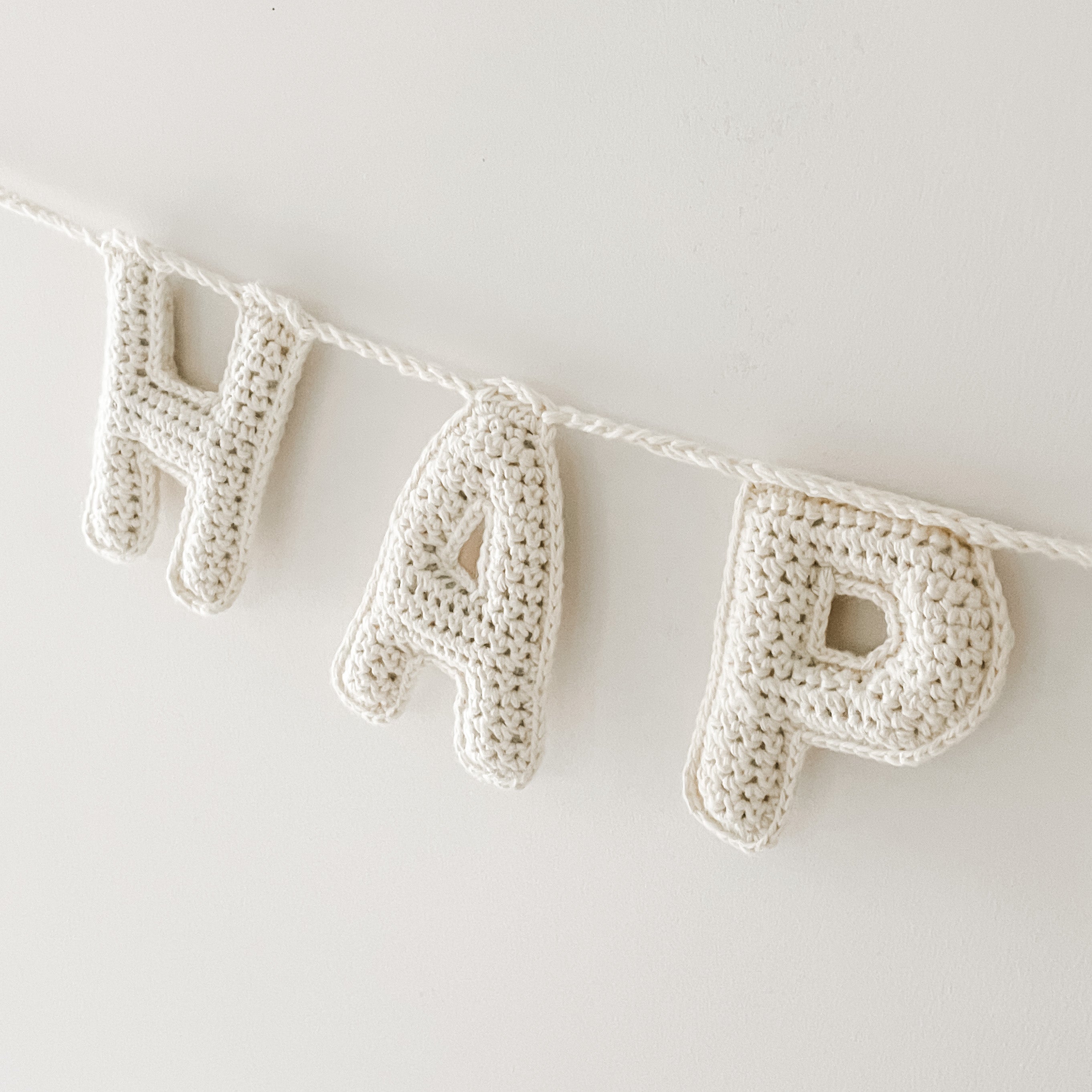 Happy Hanukkah Crochet Garland, Jewish Holiday Decoration