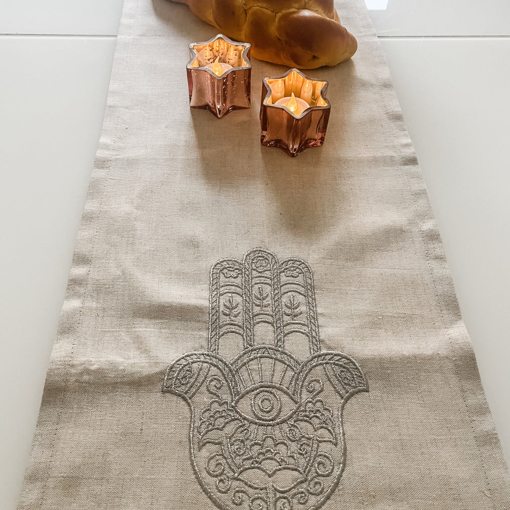 Hamsa embroidered runner- Peace Love Light Shop