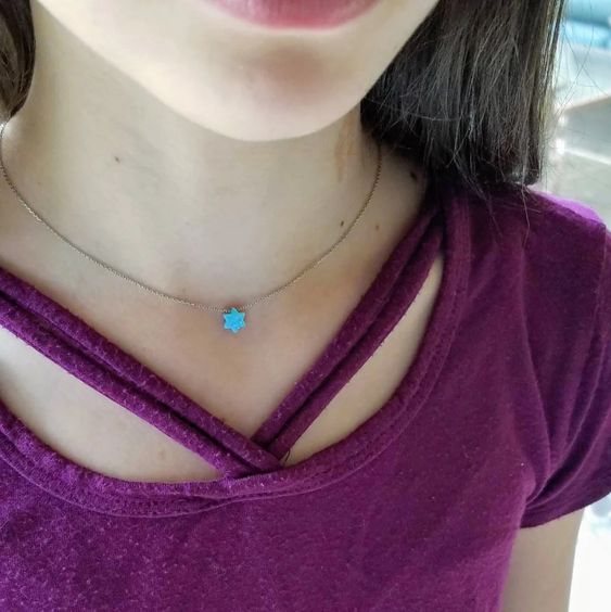 Blue Opal Jewish Star Necklace - Peace Love Light Shop