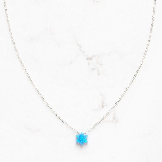 Blue Opal Jewish Star Necklace - Peace Love Light Shop