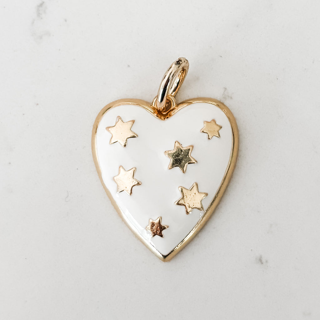 Jewelry- Charm Star of David White Enamel Heart- Peace Love Light Shop