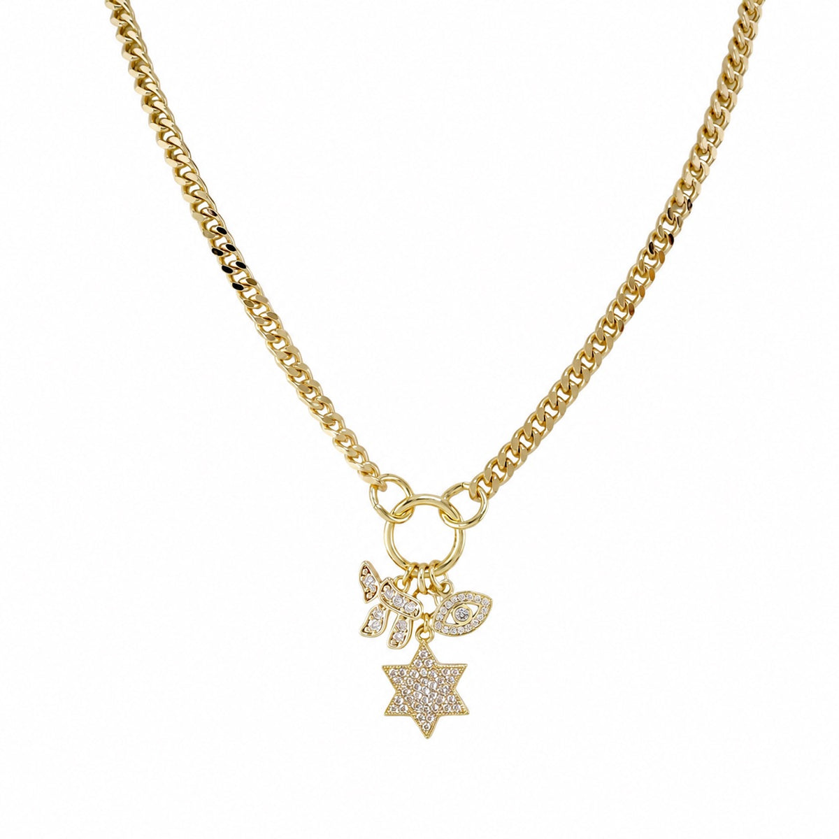 Jewerly- charm necklace, Jewish, star of David, Chai, Evil Eye- Peace Love Light Shop