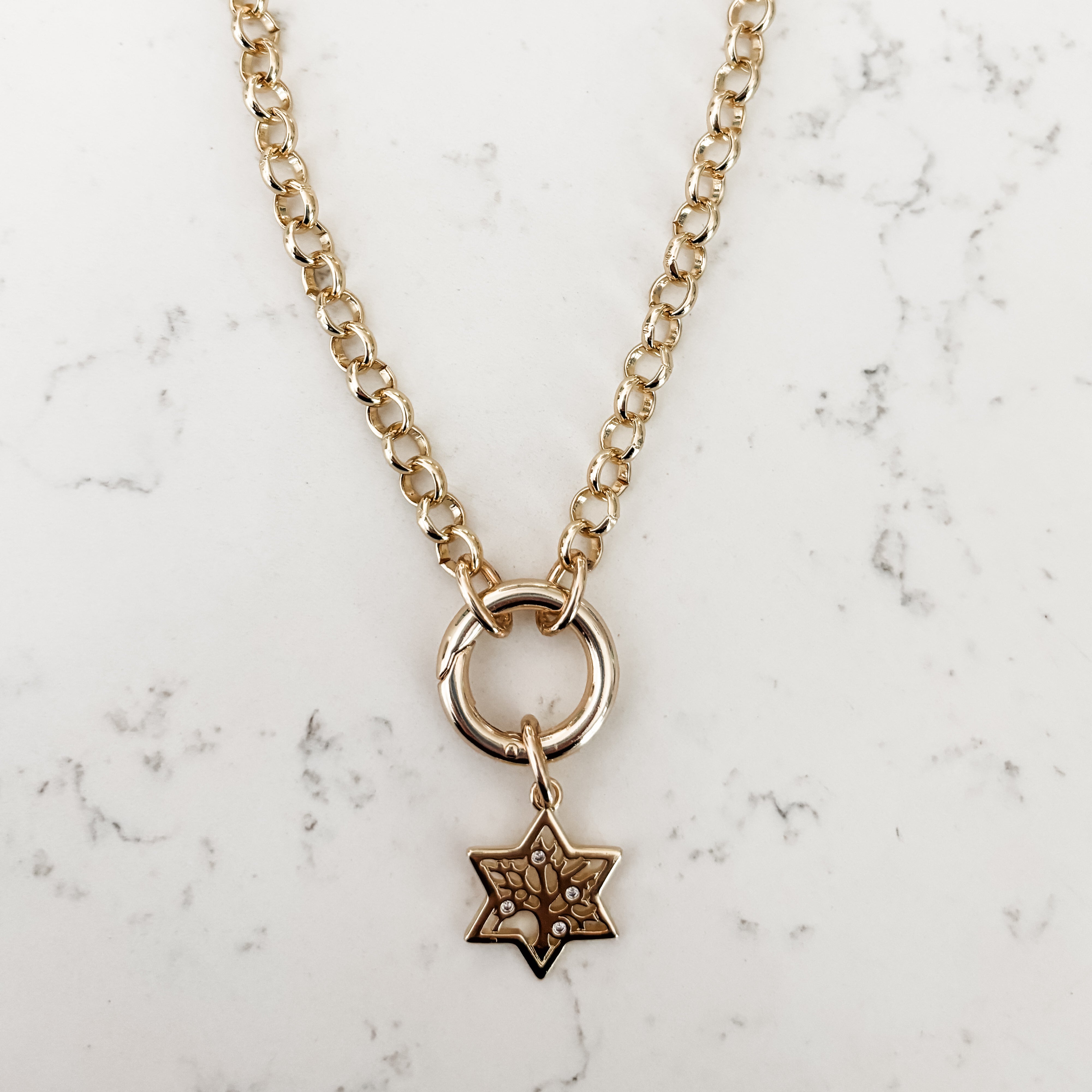 Charm Necklace, Jewish Jewelry, Star of David Tree of Life- Peace Love Light Shop