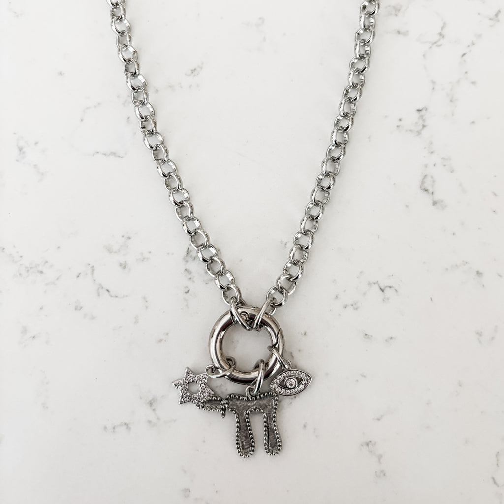 Charm Necklace Trio, Jewish Jewelry, Star of David, Chai- Peace Love Light Shop