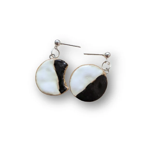 Black and White Cookie Earrings, Peace Love Light Shop
