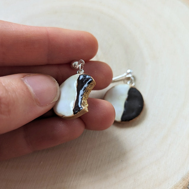 Black and White Cookie Earrings, Peace Love Light Shop