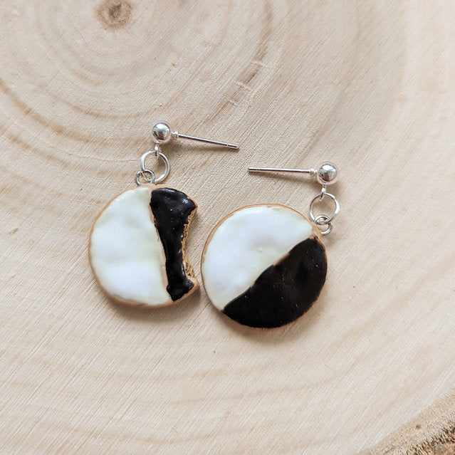 Black and White Cookie Earrings, Peace Love Light Shop