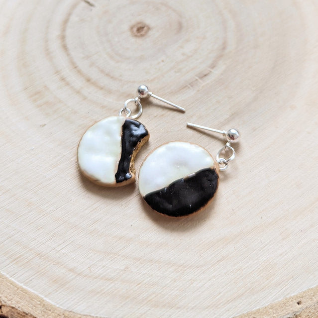 Black and White Cookie Earrings, Peace Love Light Shop
