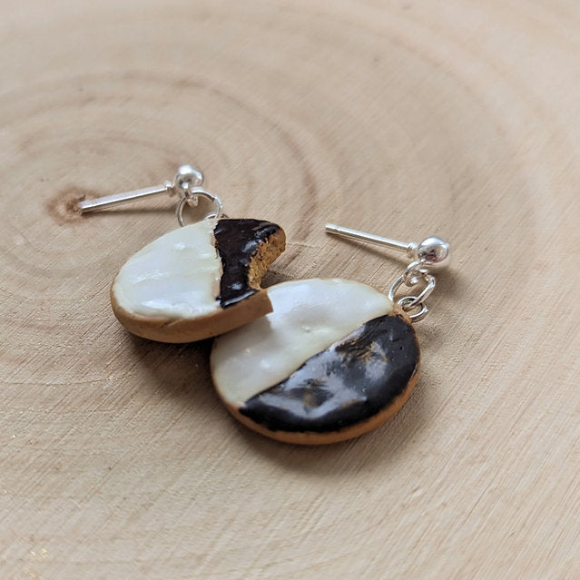 Black and White Cookie Earrings, Peace Love Light Shop