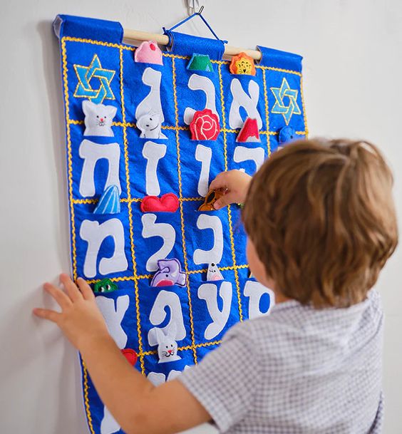 Aleph Bet Jewish Wall Hanging- Available in Blue or Pink