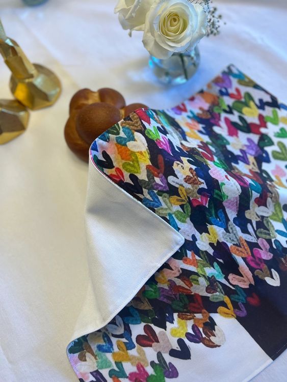 Challah cover, Shabbat, Modern Heart Tree- Peace Love Light Shop