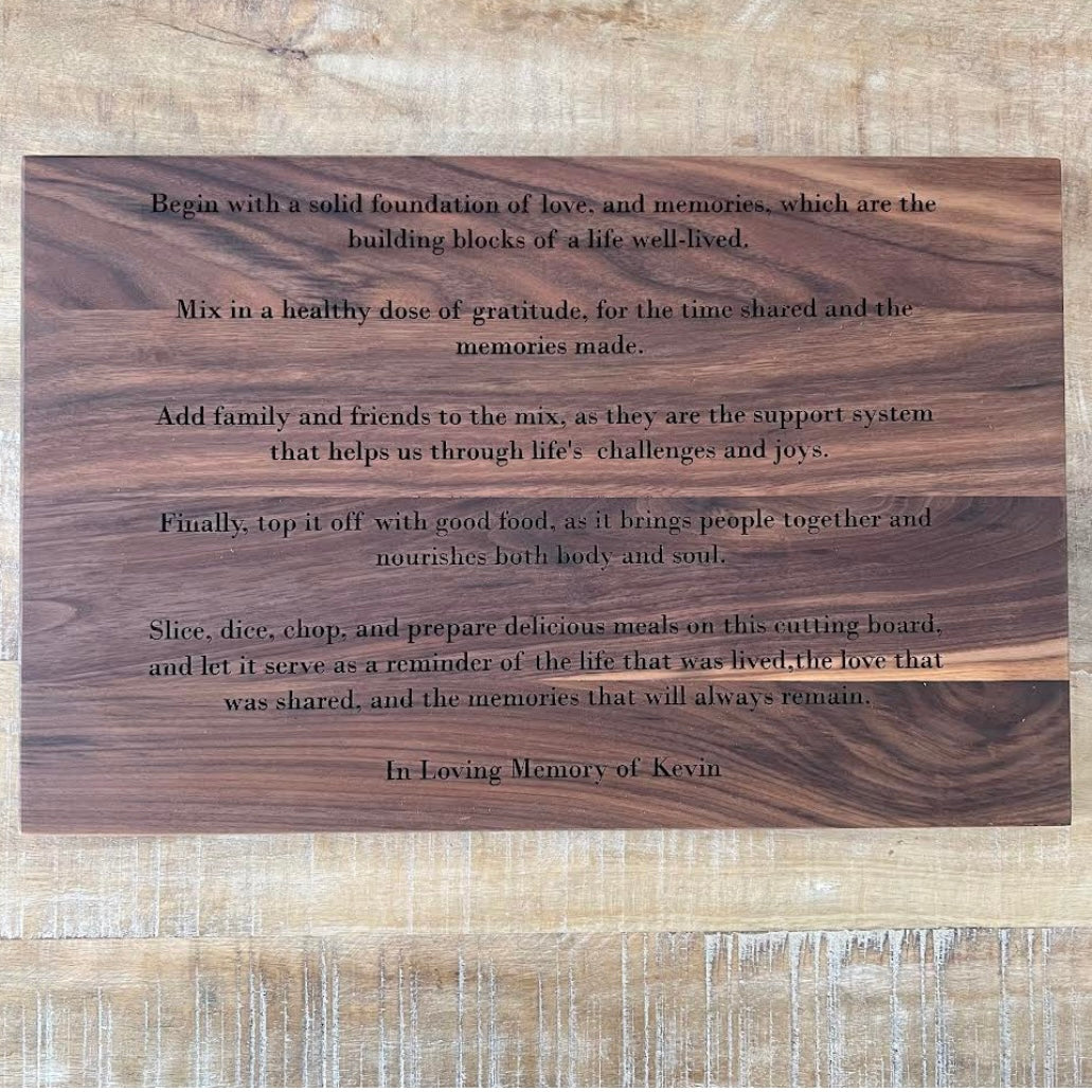 Personalized Challah Board- Family Recipe or Custom Text- Walnut - Peace Love Light Shop