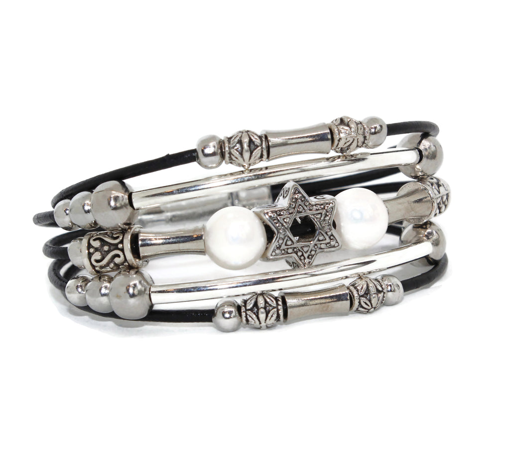 Star of David Leather Bracelet- Peace Love Light Shop