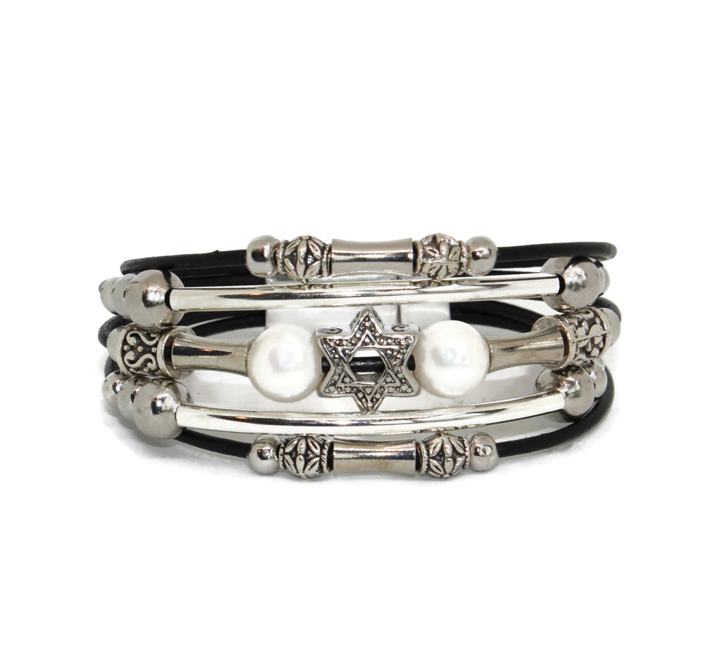 Star of David Leather Bracelet- Peace Love Light Shop
