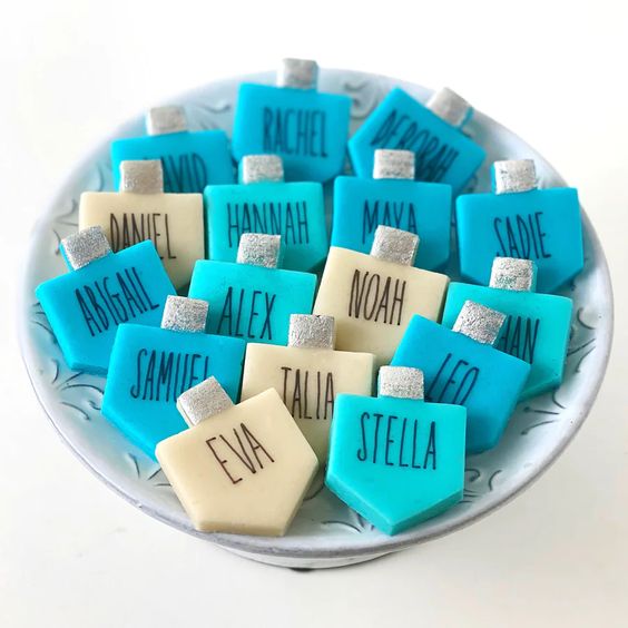 Personalized Marzipan Hanukkah Dreidels- Peace Love Light Shop