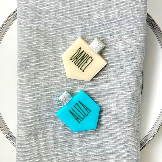 Personalized Marzipan Hanukkah Dreidels- Peace Love Light Shop