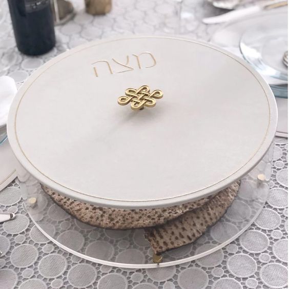 Modern Round Lucite Matzah Plate, Passover- Peace Love Light Shop