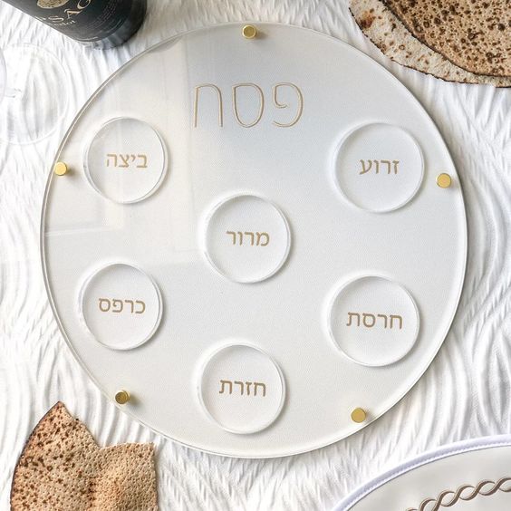 Lucite and Leatherette Modern Seder Plate - Peace Love Light Shop