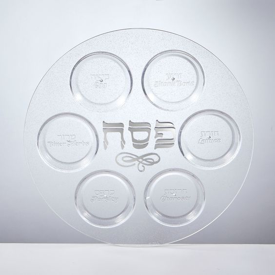 Passover Seder Plate, Clear with Glitter- Peace Love Light Shop