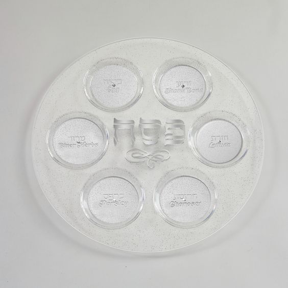 Passover Seder Plate, Clear with Glitter- Peace Love Light Shop