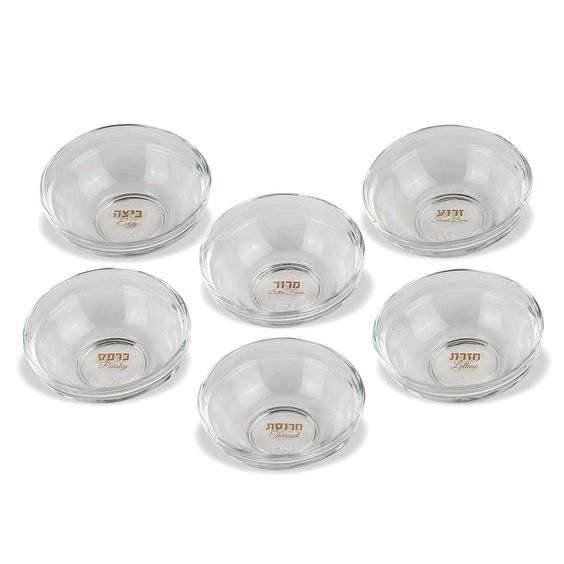 Passover Glass Dishes, Set of Six- Peace Love Light Shop