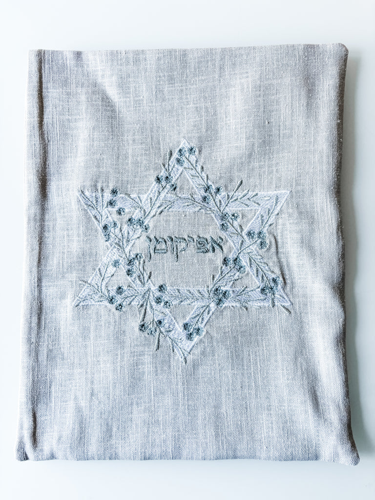 Afikoman bag, Embroidered linen- Peace Love Light Shop