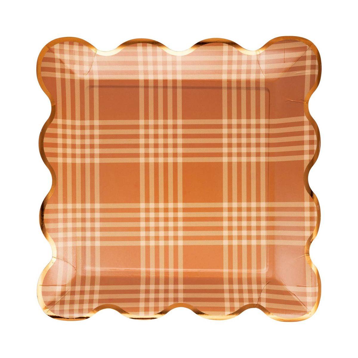 Rosh Hashanah Harvest Collection Plaid Dinner Plate, Paper- 8 Pack
