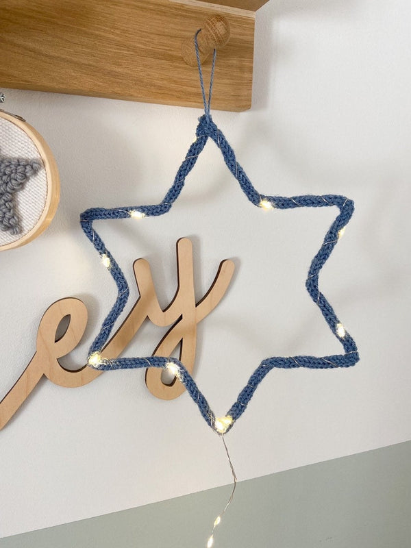 Knitted Star of David, Twinkle Lights- Peace Love Light Shop