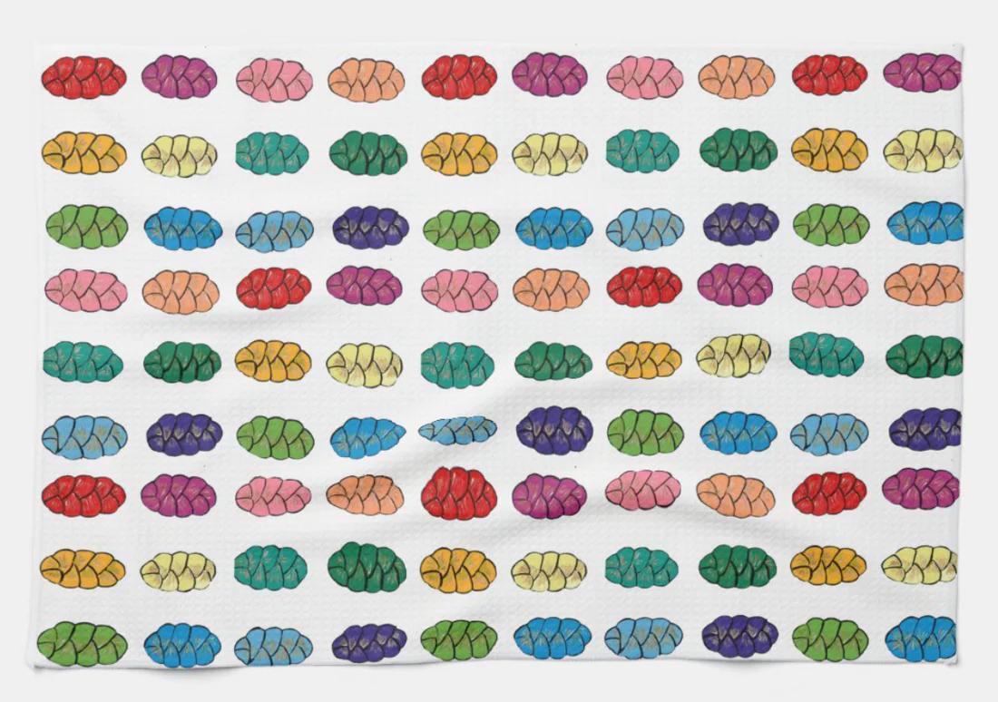Rainbow Challah Kitchen Tea Towel, Shabbat - Peace Love Light Shop