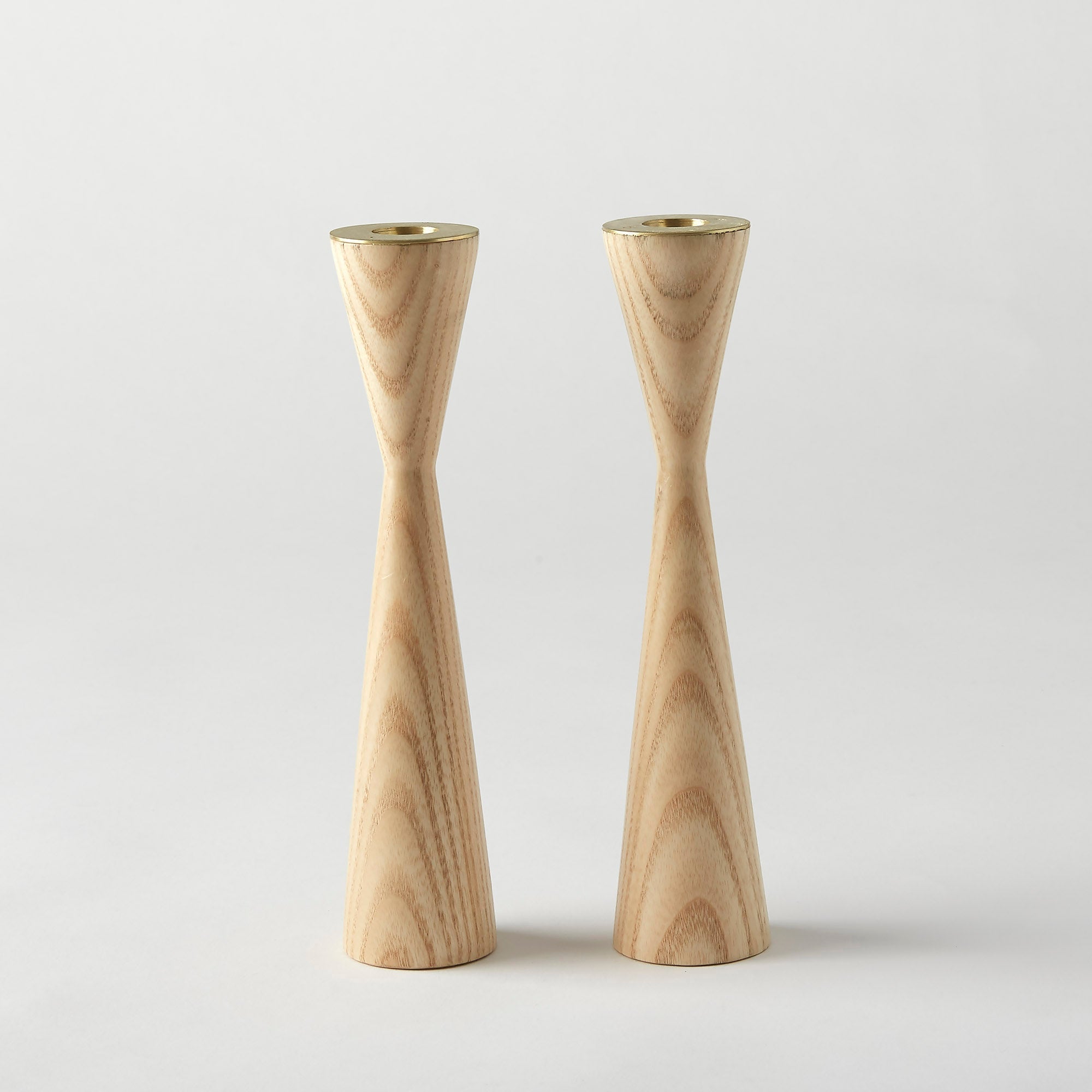Shabbat Wood & Brass Candle Holders- Peace Love Light Shop