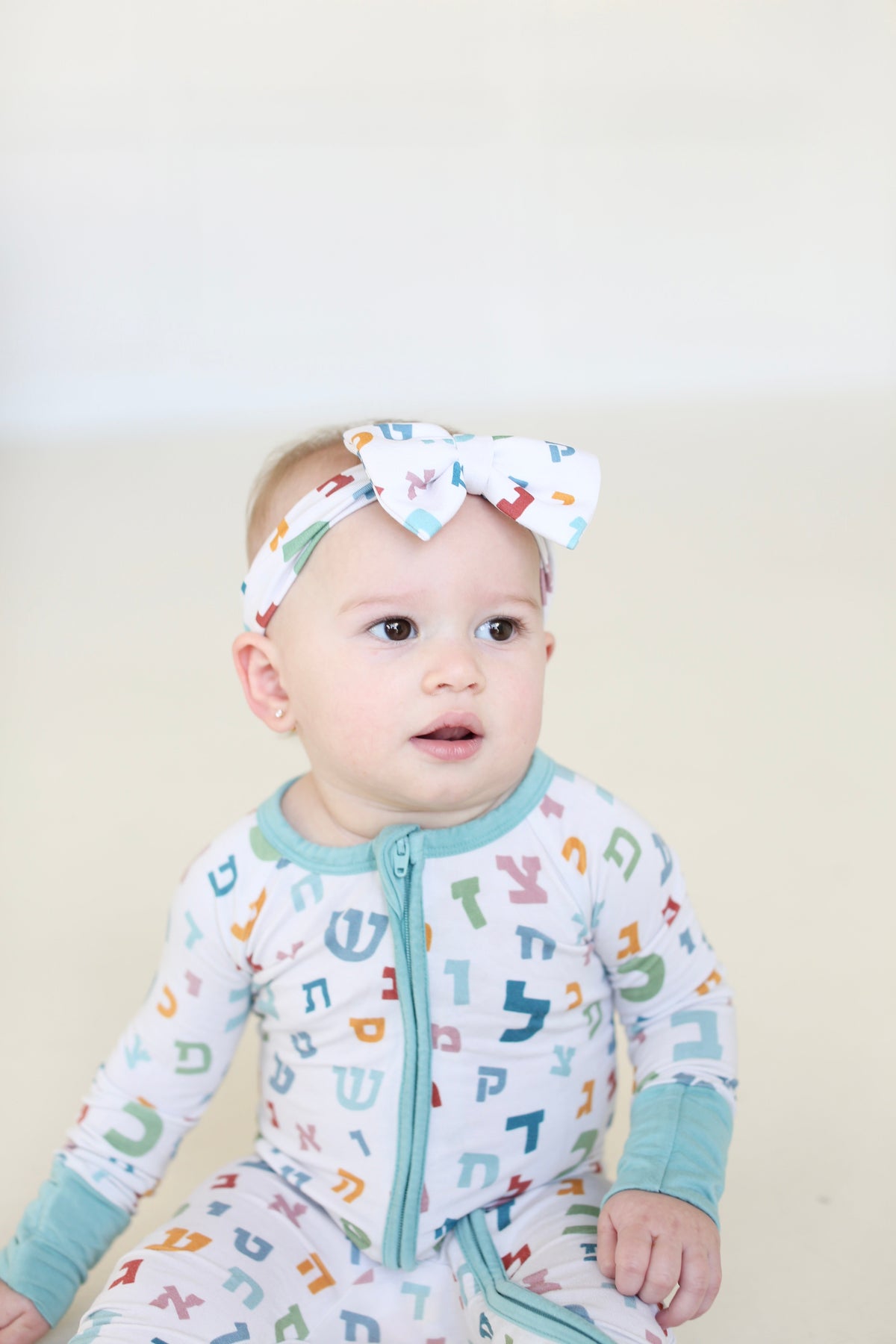 Hebrew Alphabet, Jewish Baby Gift, Bow Headband- Peace Love Light Shop