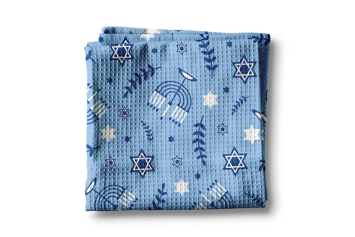 Hanukkah waffle tea towel- Peace Love Light Shop
