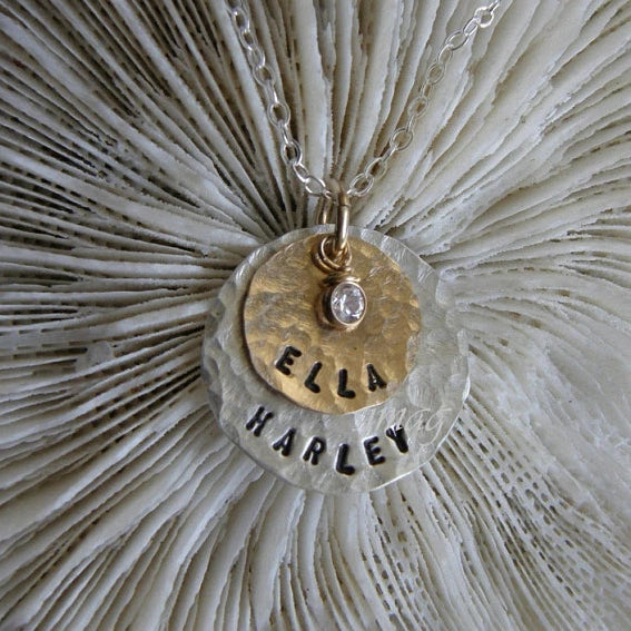 Custom Stamped Necklace, In English or Hebrew - Peace Love Light Shop