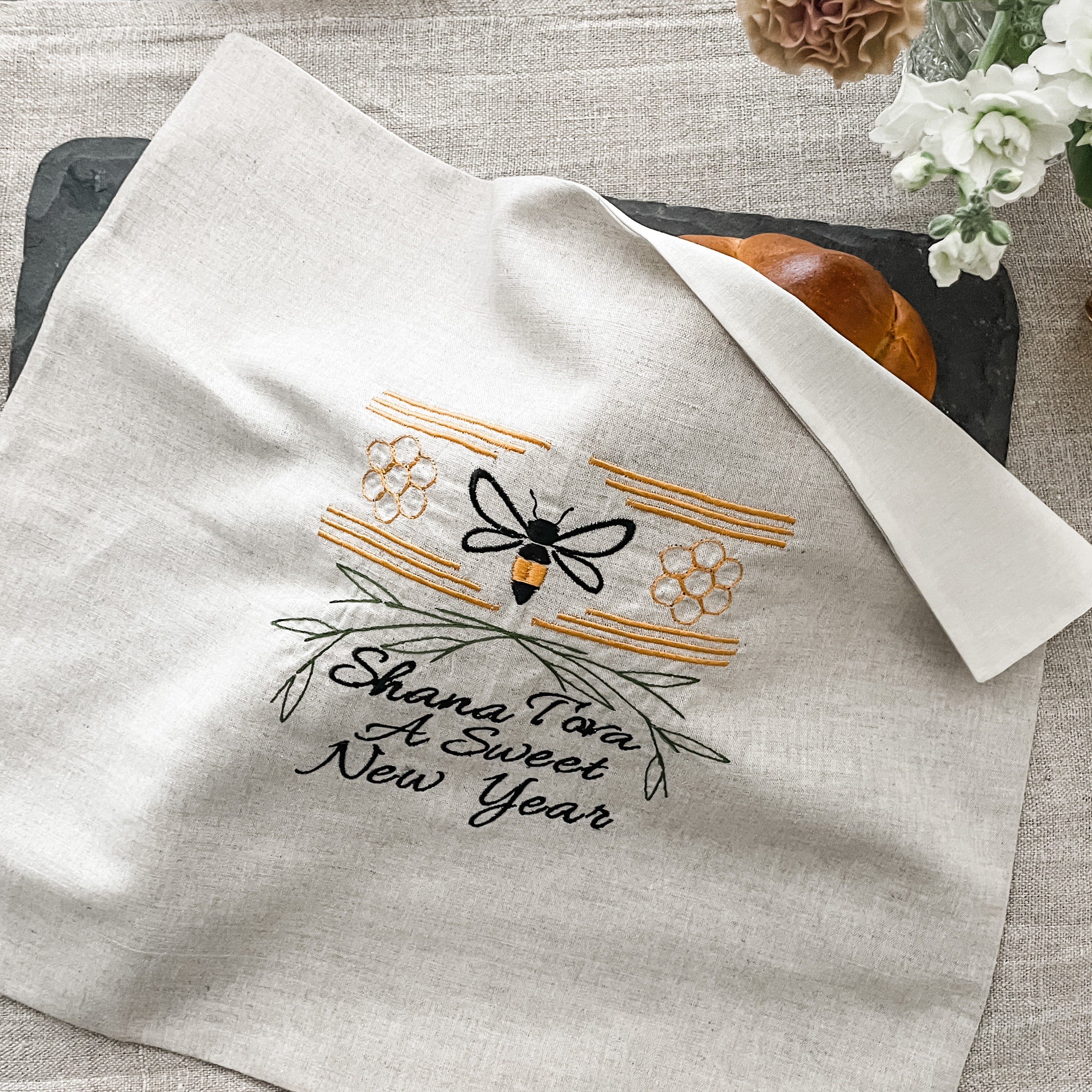 Rosh Hashanah Challah Cover, Decor. Peace Love Light Shop