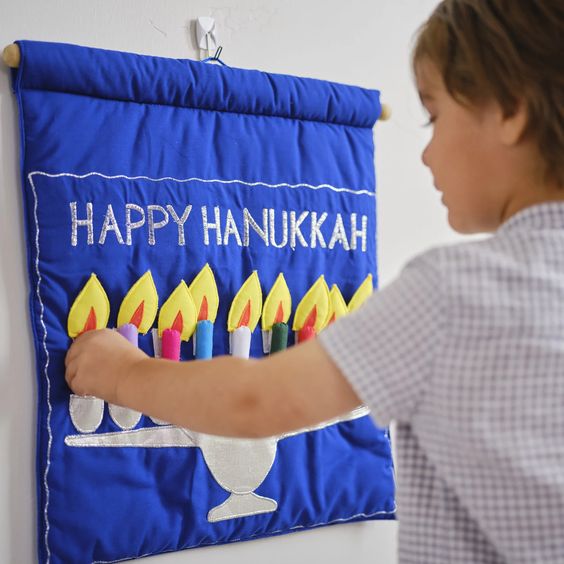 Family Menorah Wall Hanging, Kids Hanukkah Gift - Peace Love Light Shop