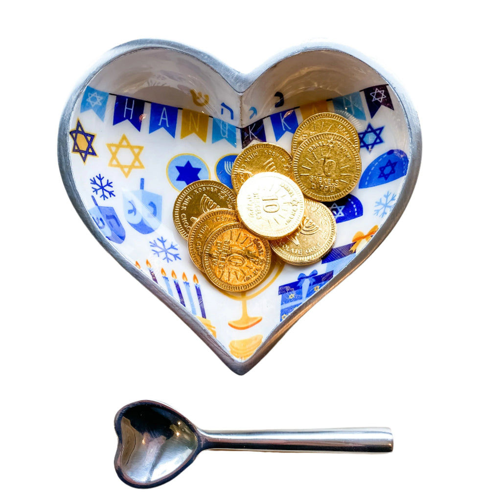 Hanukkah themed heart bowl- Peace Love Light Shop